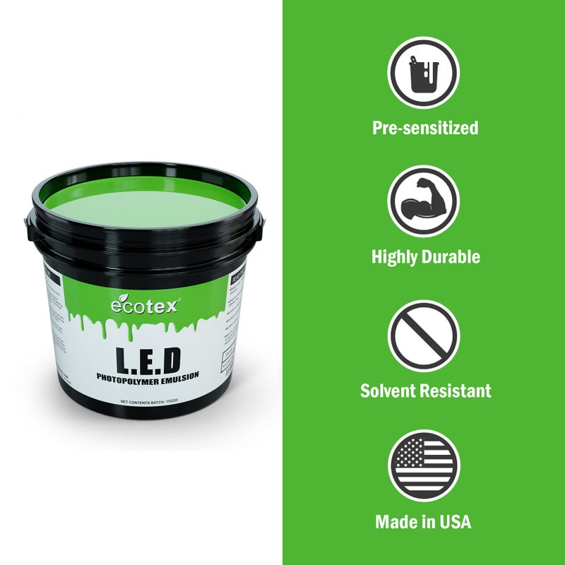 EcotexÂ® L E D Green Screen Printing Emulsion (Pint - 16oz.) Pre - Sensitized Photo Emulsion for Silk Screens, Textiles, and Fabric - for Screen Printing Plastisol Ink, Screen Printing Supplies - Image 3